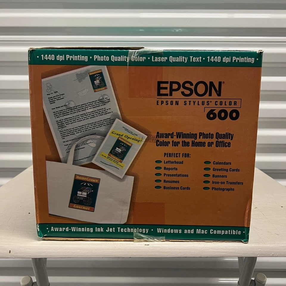 Epson Stylus Color 600 Ink Jet Printer Open Box Original Inks Parallel Port 1997 - Image 3 of 4