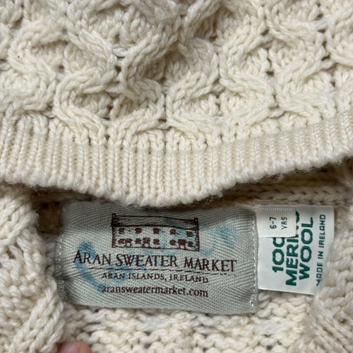 Aran Sweater Market Sweater Youth 6-7 Years Natural Wool Hooded Zip Ireland - Picture 3 of 6