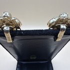 Vintage Emmons Glass Clip Earrings, Gray Brown Green Dangle, Signed, Estate — photo 3