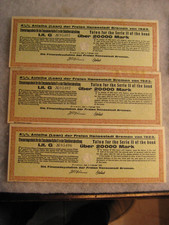 1923 GERMANY PAPER MONEY - 20,000 MARK BOND COUPON! SET of 3