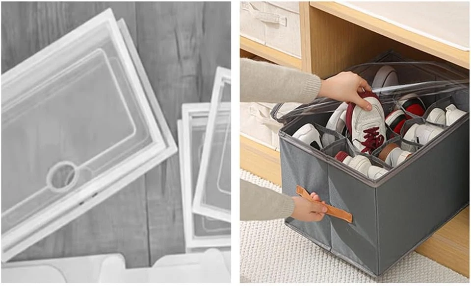 Contenitore per Scarpe in Tessuto Con 16 Divisori Regolabili per Organizzare Le  - Immagine 3 di 4