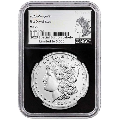 2023 $1 Morgan Silver Dollar NGC MS70 First Day of Issue .999 Silver Label