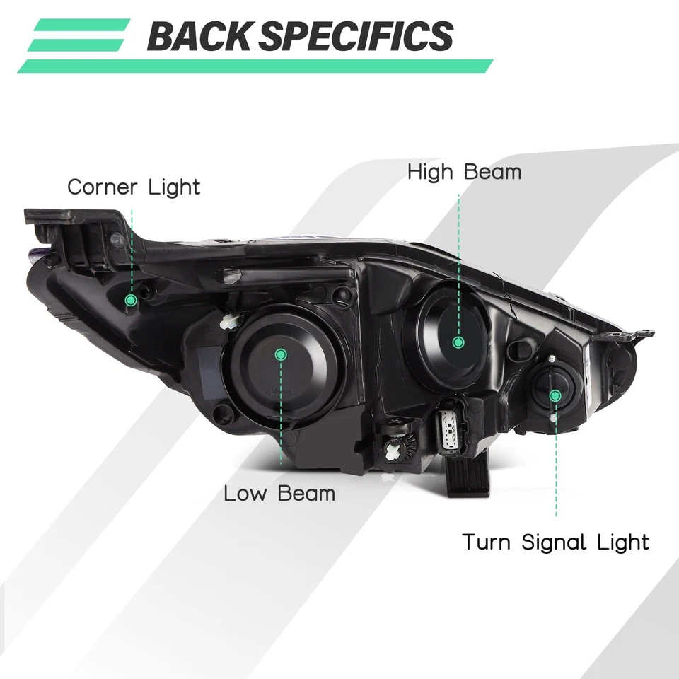 For 2014-2018 Ford Fiesta Front Headlights Assembly Black Housing Left+Right - Image 3 of 4