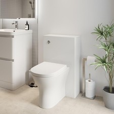 Modern Bathroom Toilet Unit Concealed Cistern 500mm WC BTW Soft Close Seat White
