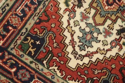 Hand-Knotted Medallion Wool Carpet Geometric Beige Indian Rug 3x5 Ft Foyer Rug - Picture 6 of 12