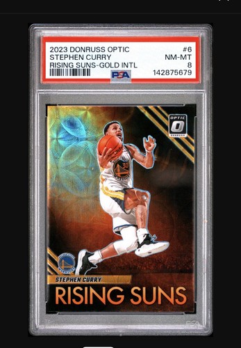 2023 Donruss Optic🔥Stephen Curry🔥Rising Suns Intl. GOLD /10 PSA  8