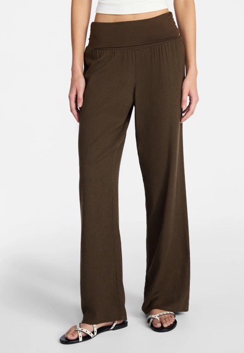 No Boundaries Foldover Beach Pants, 29.5'' inseam, Women's Brown