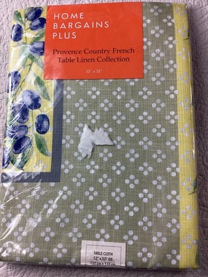Home Bargains Plus Provence Country French Tablecloth 52'' x 52'' Green/Yellow*NIP