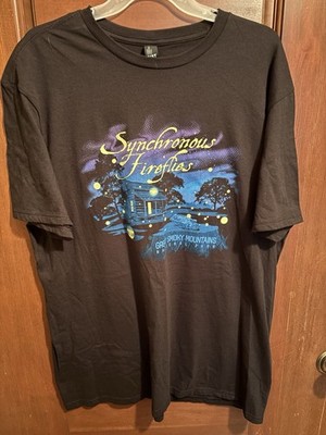 Great Smoky Mountains Synchronous Fireflies  Unisex Size XL Black Cotton T-Shirt