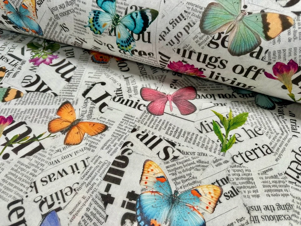 Cuscino tenda decorazione casa tessuto stampa digitale farfalla e giornale la... - Immagine 4 di 4