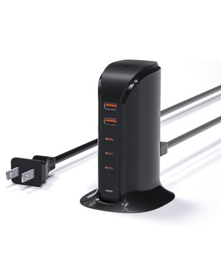 Charging Station for Multiple Devices: 5 USB Ports Wall Charger Block with Ex...