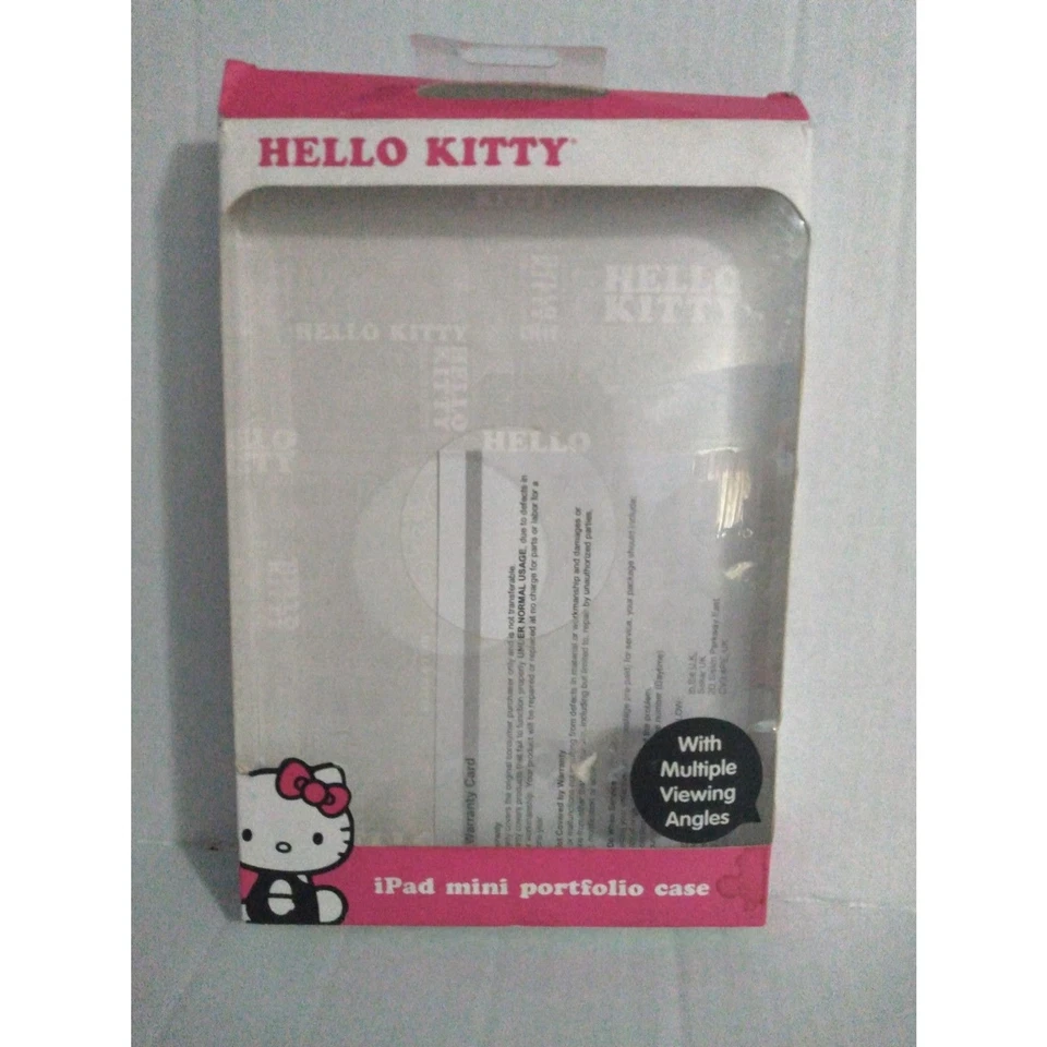 NOS Hello Kitty iPad Mini Portfolio Case White Pink Cheetah Bow Damaged Open Box - Image 3 of 4