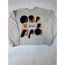 Barbie Crop Sweatshirt Beige Graphic Crewneck Small 2022 Mattel