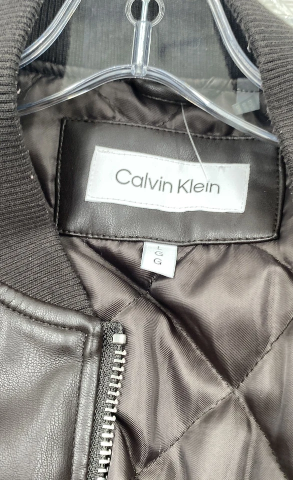 Calvin Klein Mens Brown Long Sleeve Band Collar Full-Zip Bomber Jacket Size L - Image 3 of 4