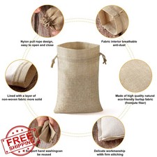 25 Set Burlap Gift Bags 5x7", Drawstring, Bonus Tags, Brown