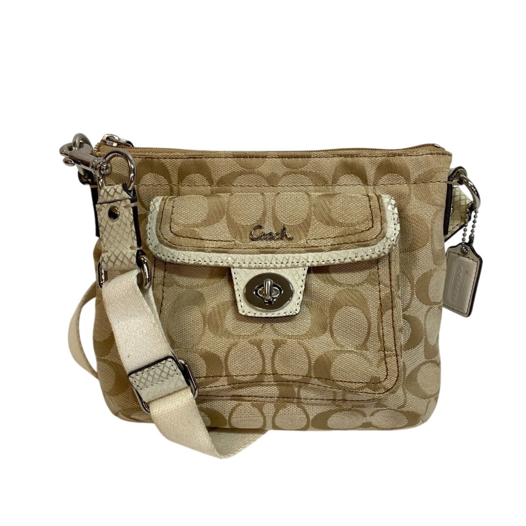 COACH Shoulder Bag Signature Python Pattern Beige… - image 2