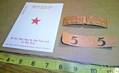Vintage lot 5c FELTMAN'S Carousel Tickets & shoot the star out Coney Island N Y