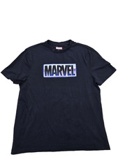 T-shirt Primark Marvel in cotone nero XL da uomo manica corta con logo girocollo