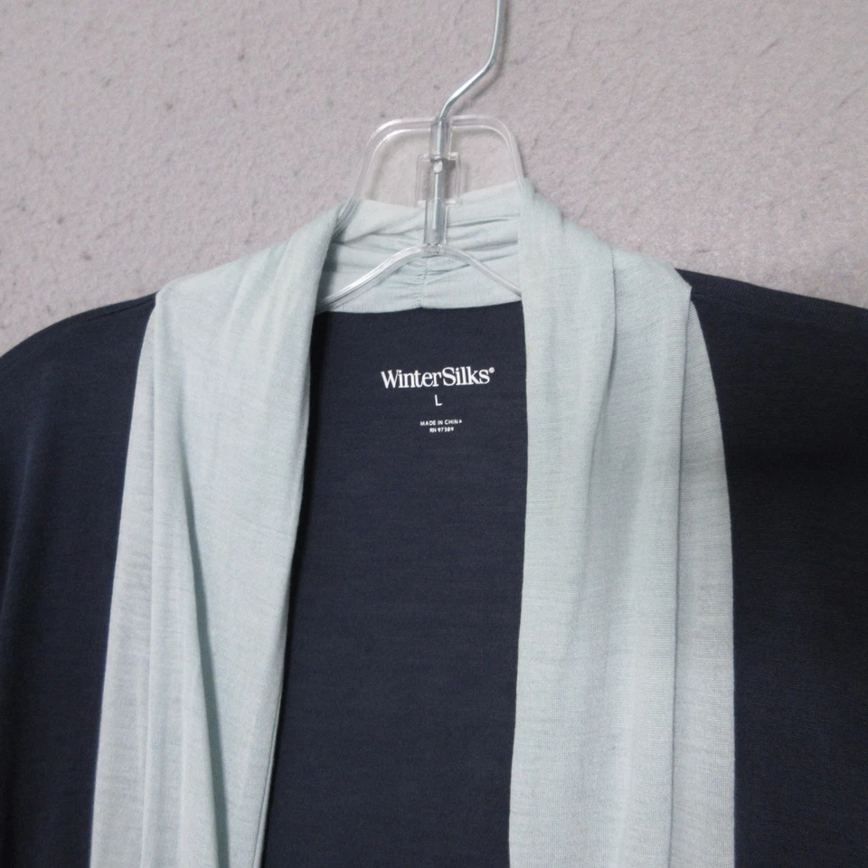 Зимние шелка кардиган верхний большой синий шелк модальная смесь тонкий вязаный прикрыть мягкий - Изображение 3 из 4