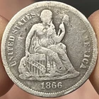 1866 S Seated Liberty Dime (Fine Details, Tooled)
