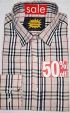 Brown And Beige Big Check Shirt Long Sleeve For Men Size S to 3XL All Occasions