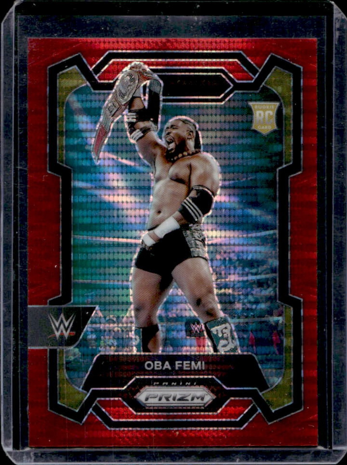 2024 Prizm WWE Oba Femi Red Pulsar Prizms Rookie RC #/399
