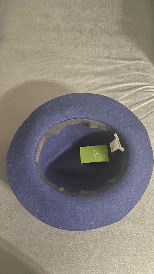 Новый с Ярлыками Kate Spade Нью-Йорк классический темно-синий + черный широкие поля Fedora 100% шерсти Size0/S - Изображение 4 из 4