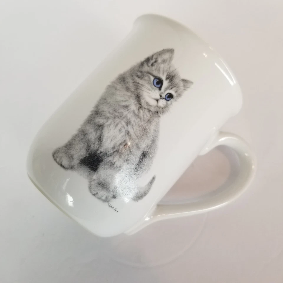 Taza de café vintage OTAGIRI Japón gris gato gatito ojos azules Foto 2 de 4