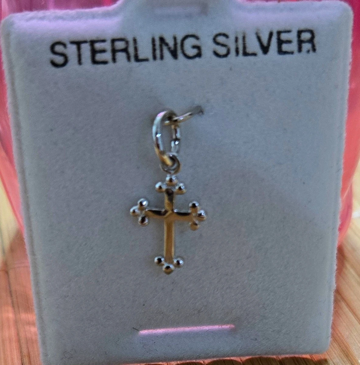 Sterling Silber 925 Kreuz Hänger Charm 3 Kugelspitzen signiert MPN S3600101