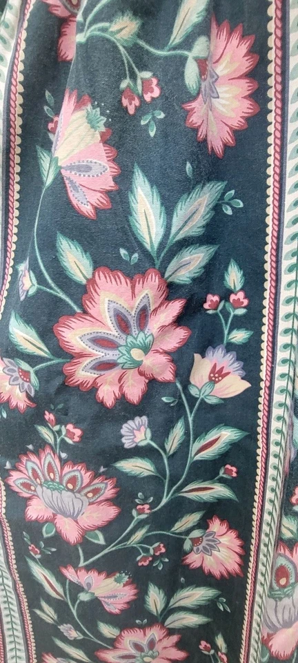 Cortina Waverly Duralee Floral Vid Patrón Jardín Inglés Años 80 Negro Rosa De Colección Foto 2 de 4