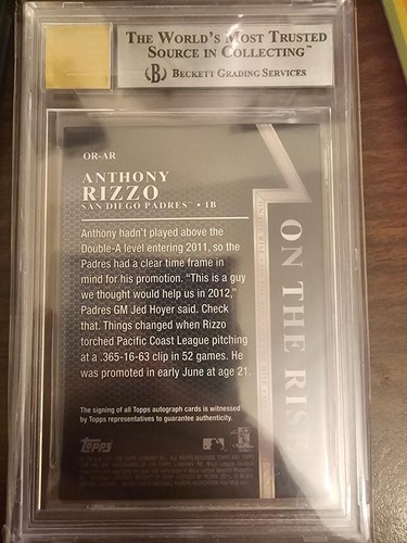 2011 TOPPS tier one AUTOGRAPHS GOLD Anthony Rizzo MT 9 - Picture 2 of 2