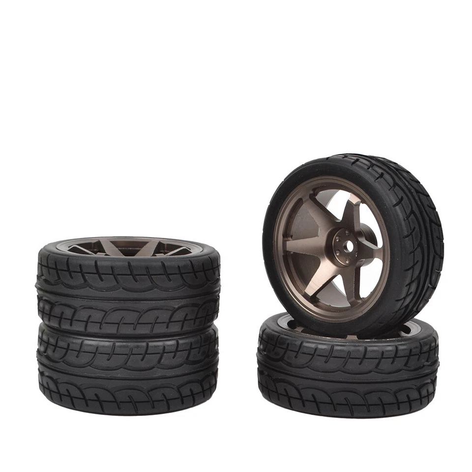 Drift Tires w/Aluminum Wheels Rims 12mm Hex for RC 1:10 On Road Racing Car - Image 2 of 4