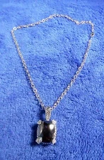 (#333) LARGE DEEP PURPLE CUBIC ZIRCONIA PENDANT NECKLACE 18" LONG