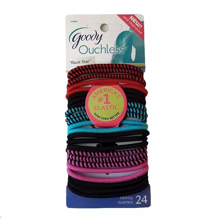 Goody Ouchless 24 Pack Ponytail Holders Elastic Hair Ties Rock Star