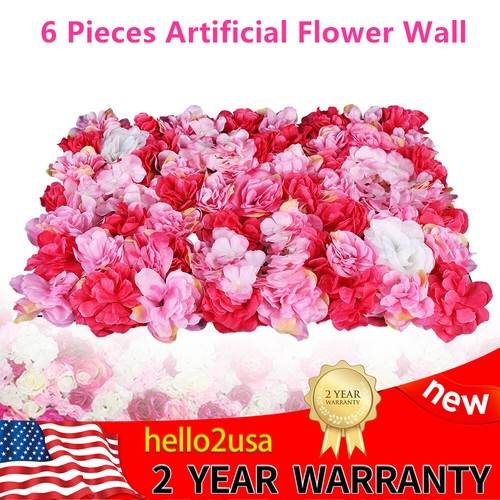 6pcs Artificial Wedding Silk Flower Wall Decor Background Rose Hydrangea Panels