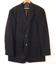 VTG Oscar de la Renta Jacket 43L Black 100 Wool Single Breasted Sport Coat EUC