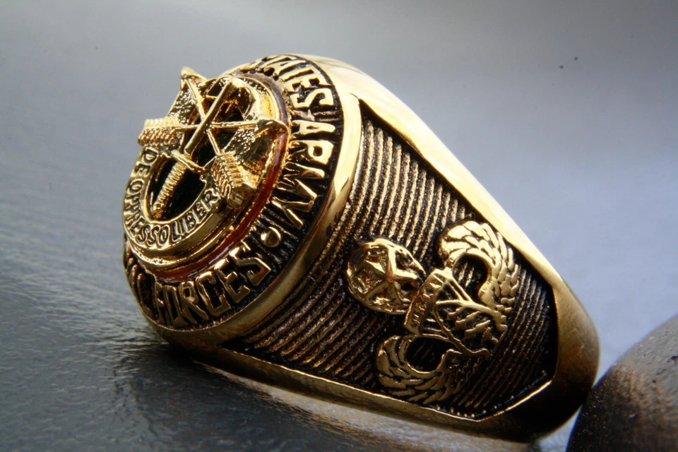 Anillo Hombre Fuerzas Especiales Estados Unidos Chapado en Oro Sello Militar 352 Foto 3 de 4