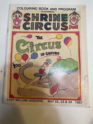 1987 Shrine Circus Colouring book and Program Coloring Book Fort ...