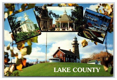 Lake County OH Ohio Sea Lighthouse Marina Temple Multi View 6x4 Unp Postcard