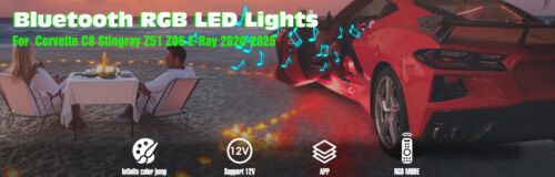RGB LED Lights Mounted in Engine Bay/Side Cove/Footwell for Corvette C8 Z51 20+ - Picture 9 of 18