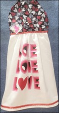 NEW Handmade 'Valentine's Day 'LOVE LOVE LOVE' Hanging Kitchen Hand Towel 3359