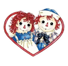 Wallies RAGGEDY ANN & ANDY wall stickers 25 prepasted decals ragdoll  heart doll
