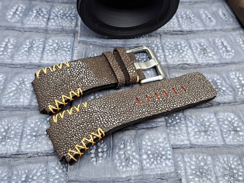 24mm/24mm Stingray Leather Watch Band Vintage Minimalist Design Bespoke - 第 1/9 張圖片