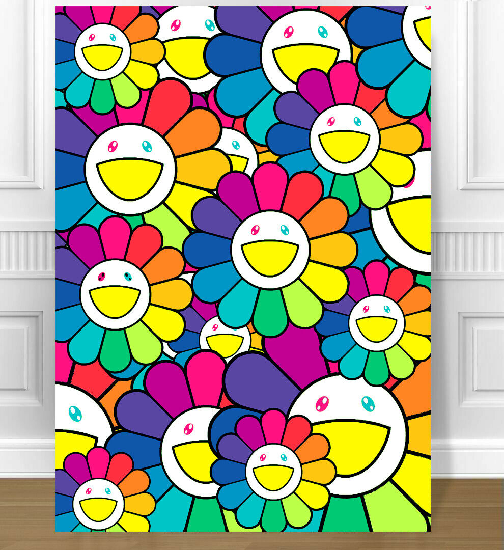TAKASHI MURAKAMI RGB FLOWERS CANVAS PRINT JAPANESE POP ART TAKASHI MURAKAMI RGB FLOWERS CANVAS PRINT JAPANESE POP ART
