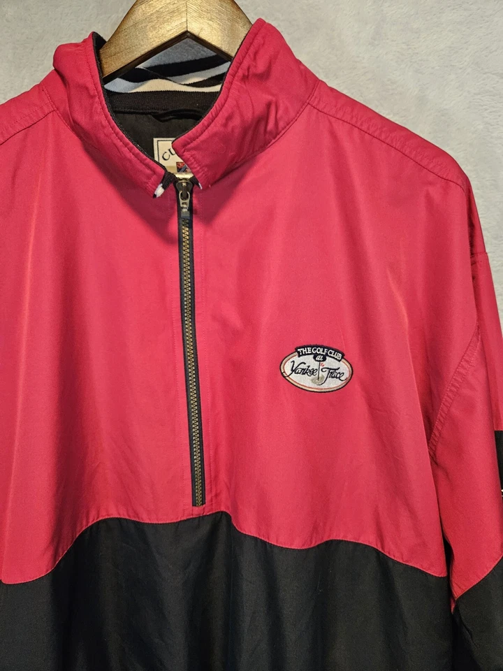 Cutter & Buck Golf M Mens Pullover Windbreaker Blue Red 1/2 Zip Yankee Trace SEE - Image 4 of 4