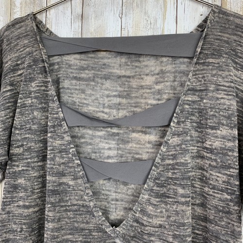 Smitten By Michael Simon Gray Heathered Criss Cross Linen Top Blouse Shirt XS - Picture 5 of 7