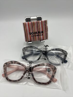 SOOLALA Women s Reading Glasses +1.00 Blue And Pink . Free Ship
