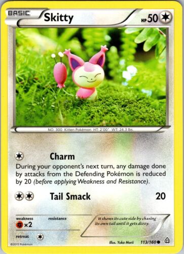 Pokemon TCG Skitty XY Primal Clash 113/160 Regular Common Card NM - Picture 1 of 2