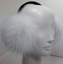 Real White Fox Fur Earmuffs Brightened New