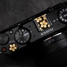 Hot shoe cover shutter button copper cherry blossom suitable for Fuji Nikon